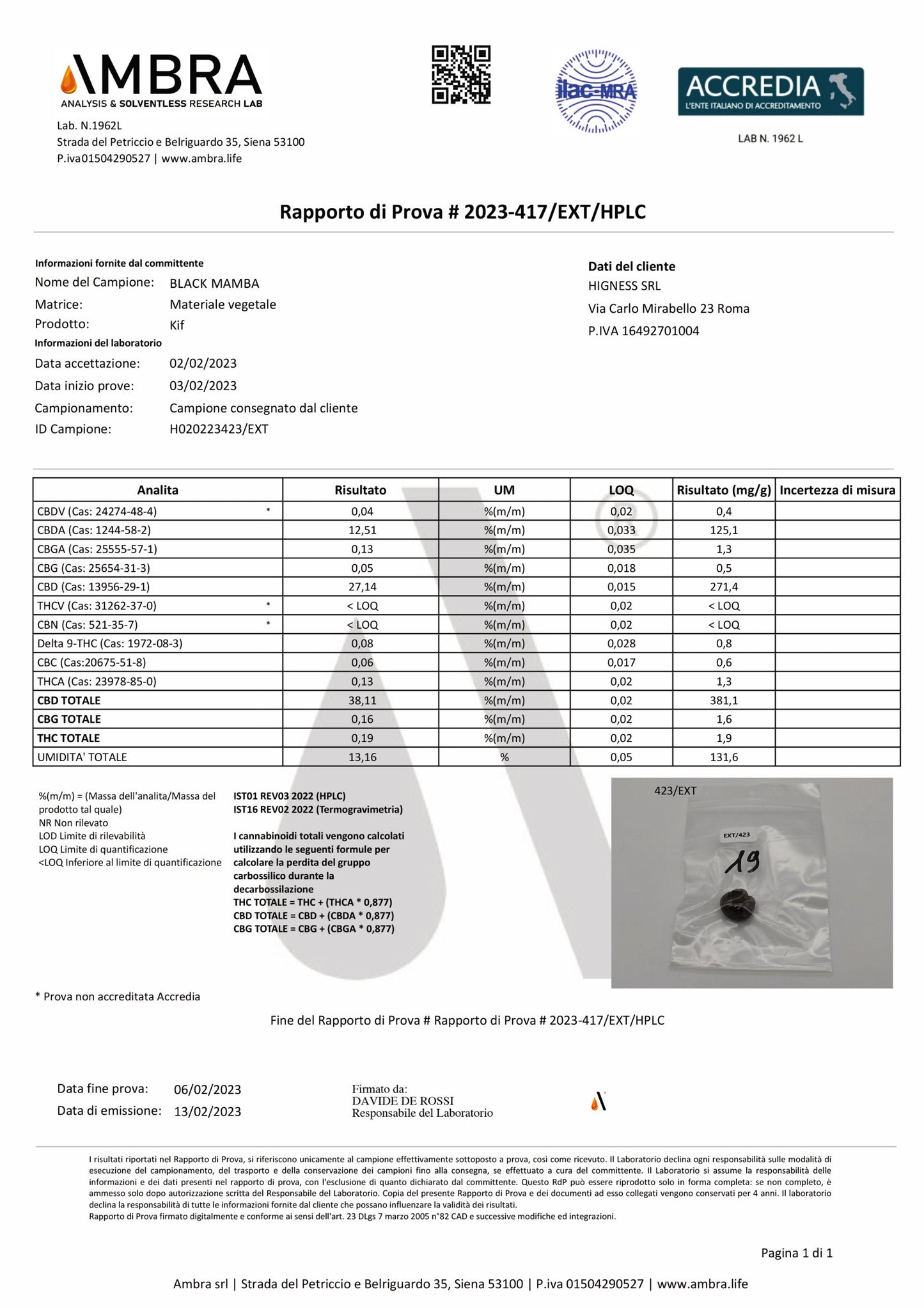 Black Mamba Hash 38% CBD <0.2% THC - H Town Hemp