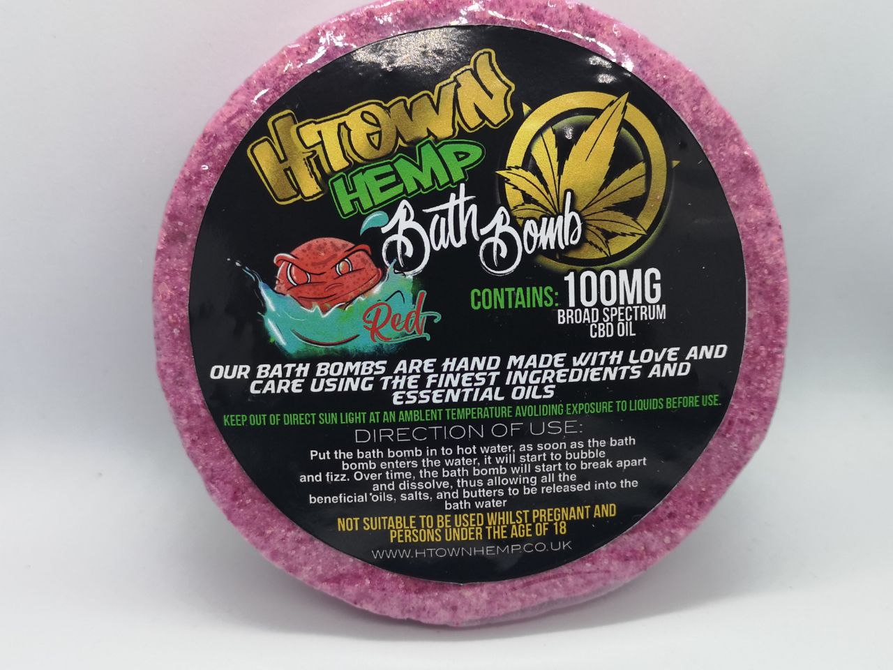 Bath bomb (red) 100mg broad spectrum CBD - H Town Hemp