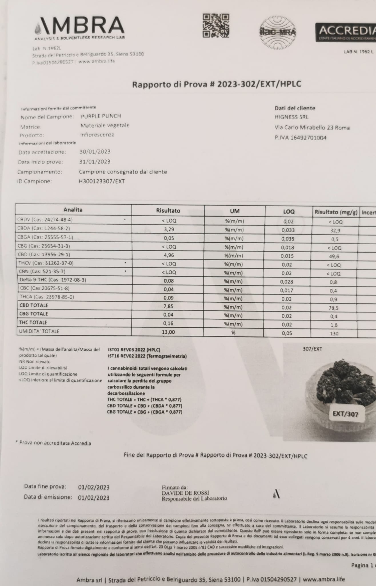 Purple Punch 7% CBD <0.2% THC hemp tea (EOB) - H Town Hemp